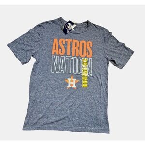Houston Astros MLB Short Sleeve Logo T-Shirt Majestic Mens‎ M Heathered Gray NWT
